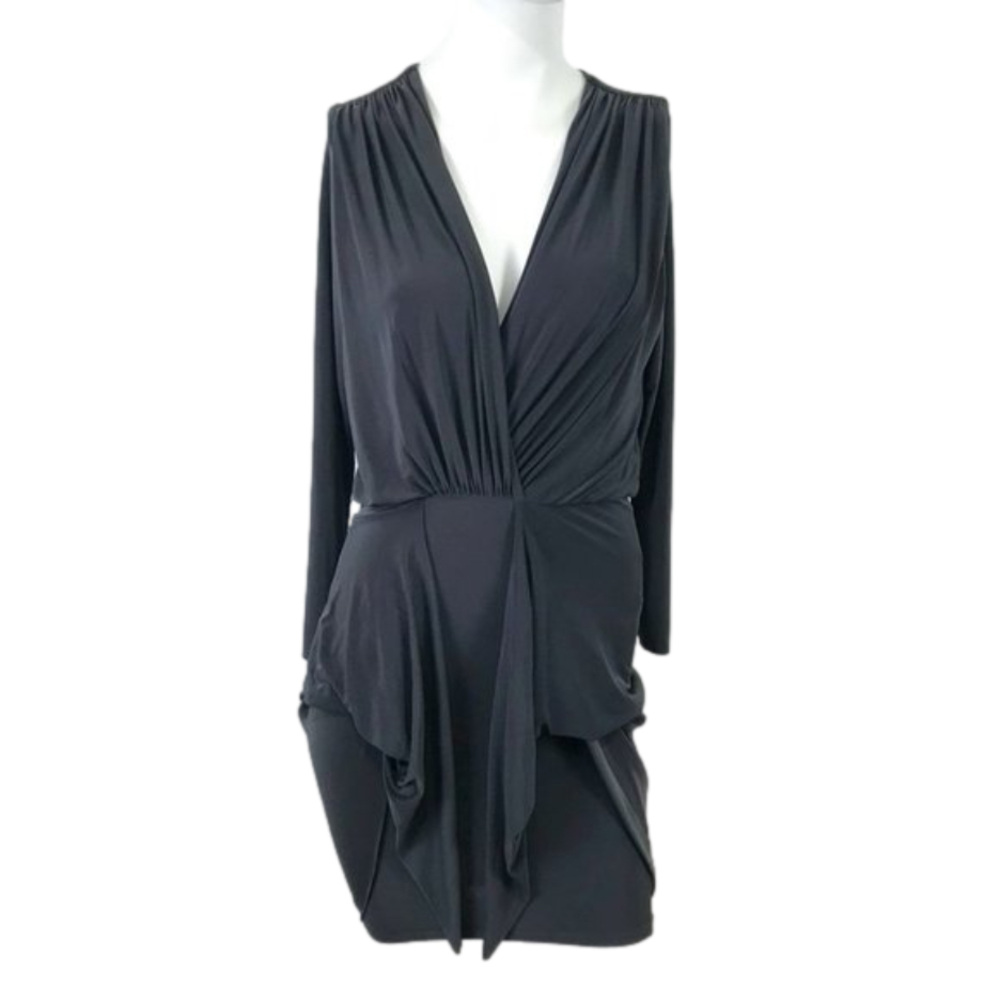 Misa Los Angeles Wrap Front Slinky Mini Dress with Raw Hemlines
